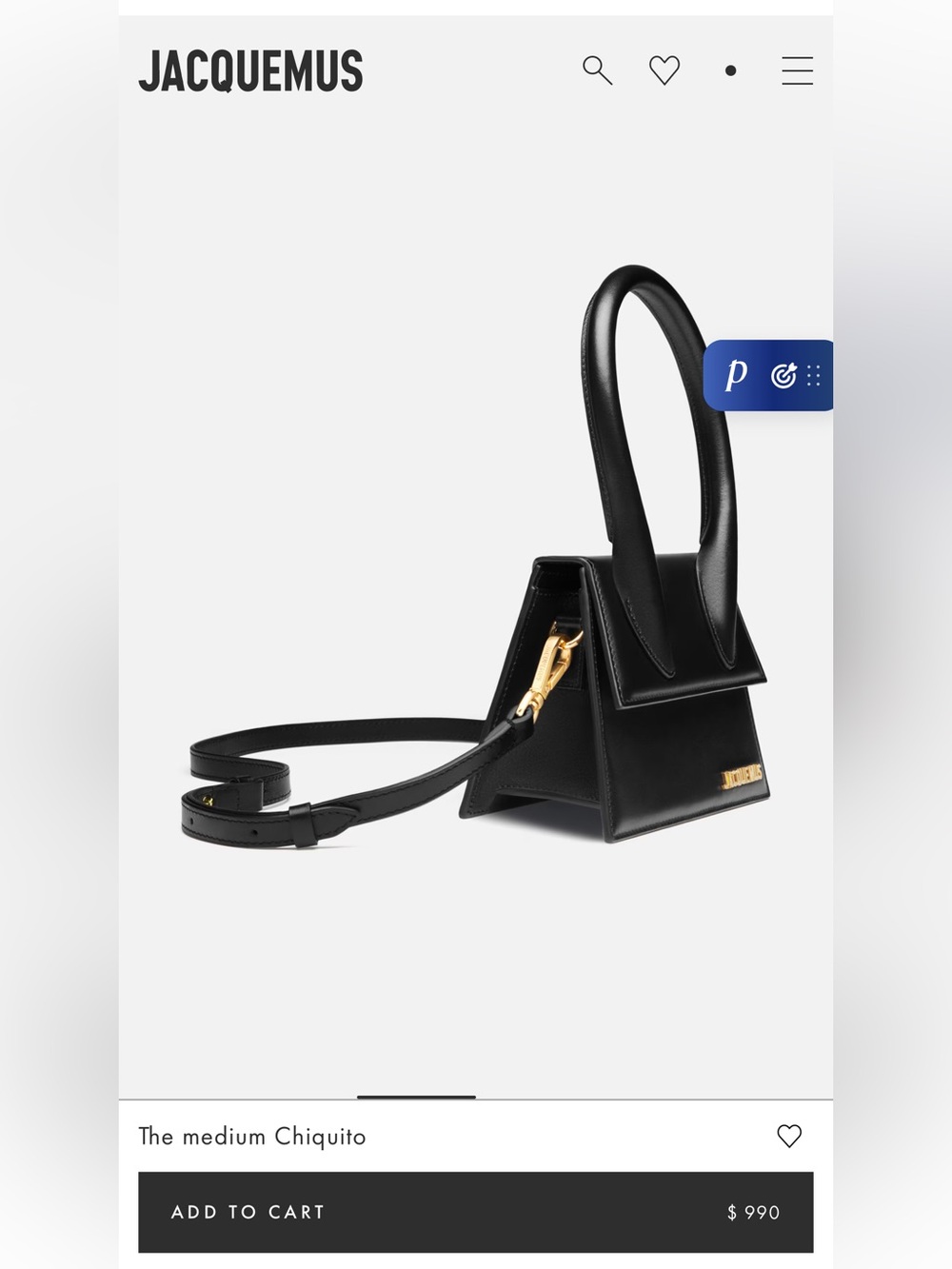 Jacquemus Le Chiquito Moyen (medium) black Leather Bag w Gold Logo - Picture 8 of 9
